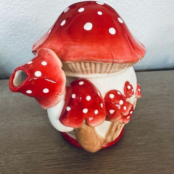 Blue Sky Ceramic Mushroom Shaped Whimsical Teapot - Picture 3 of 5